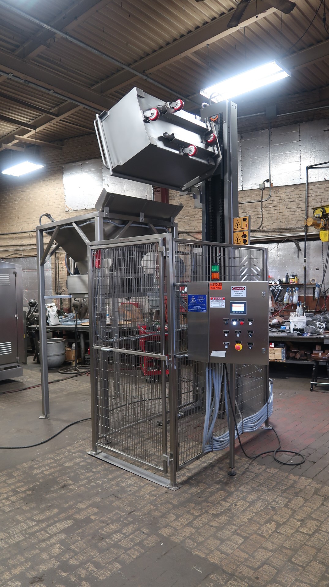 Topos Model T-795 Vertical Post Trough Hoist & Topos Rotary Dough Chunker